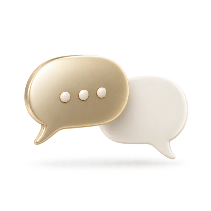 Champagne and ivory conversation bubbles