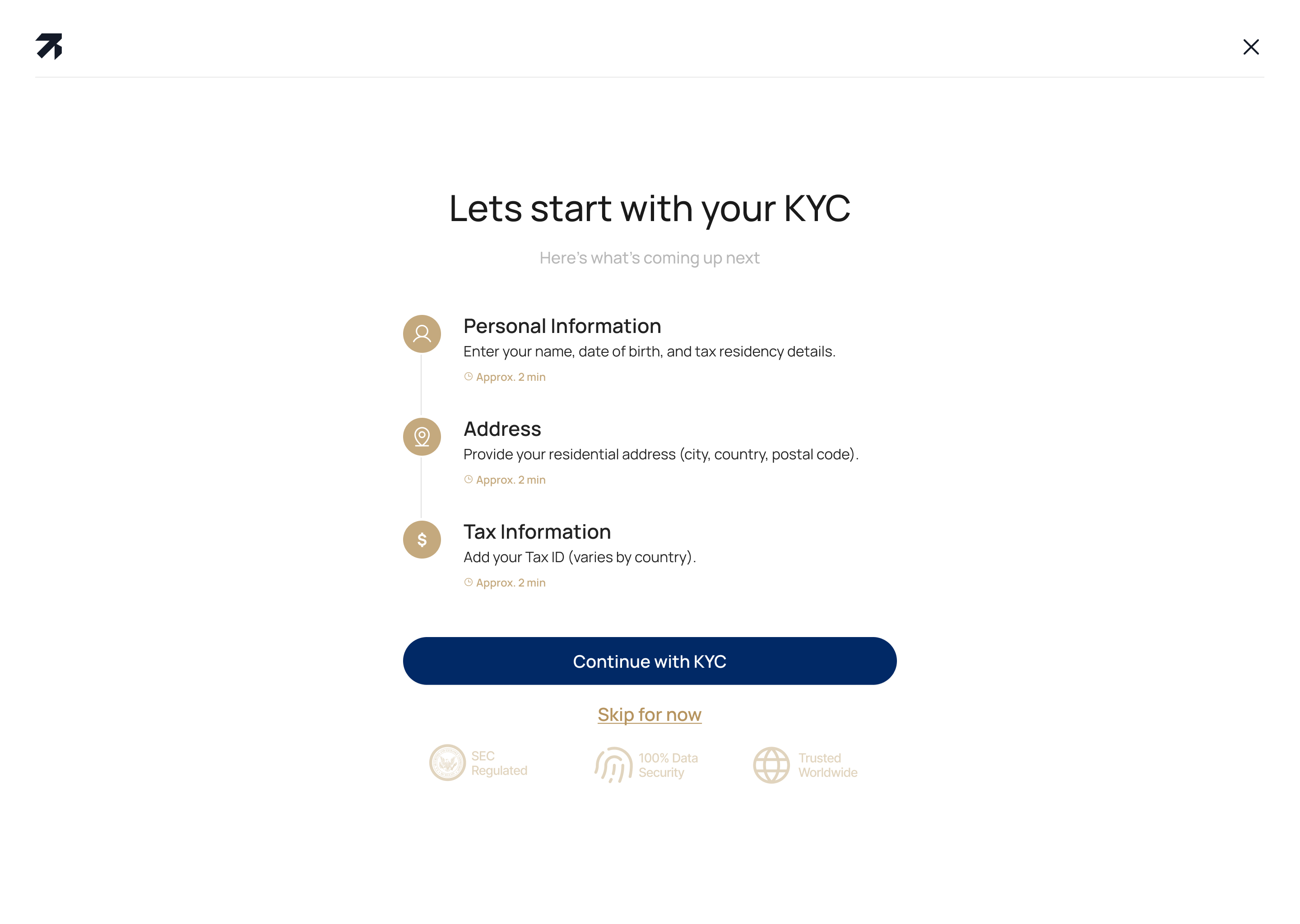 Rovia sign-up screen showing the onboarding process with globe visualization